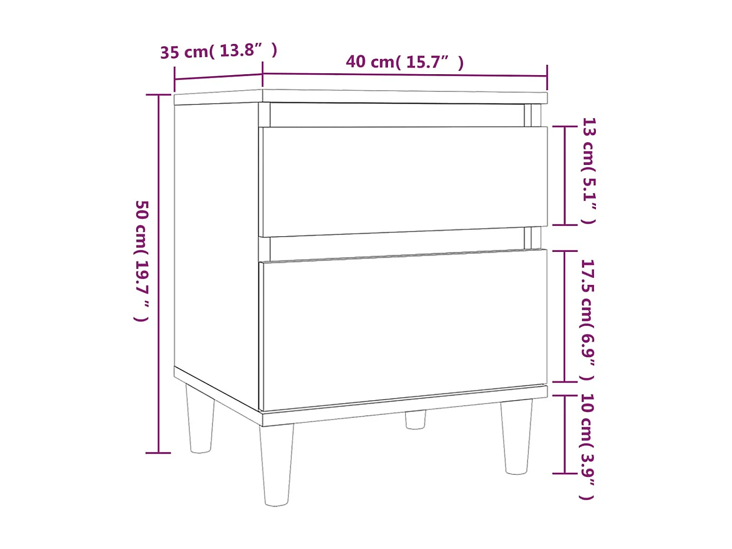 Montmorency  Table de chevet Sonoma gris 40x35x50 cm