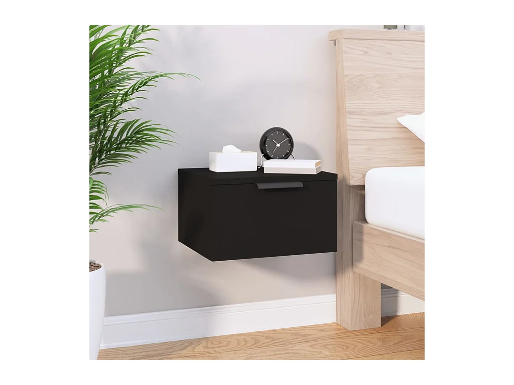 Steve James  Table de chevet murale noir 34x30x20 cm