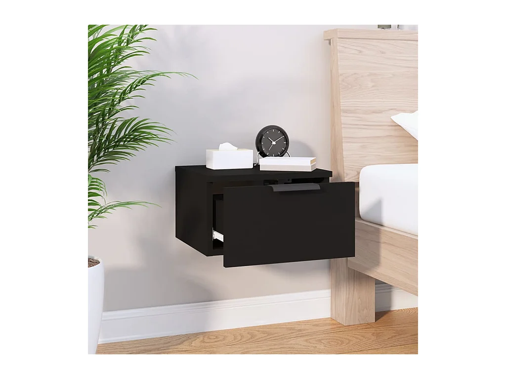 Steve James  Table de chevet murale noir 34x30x20 cm