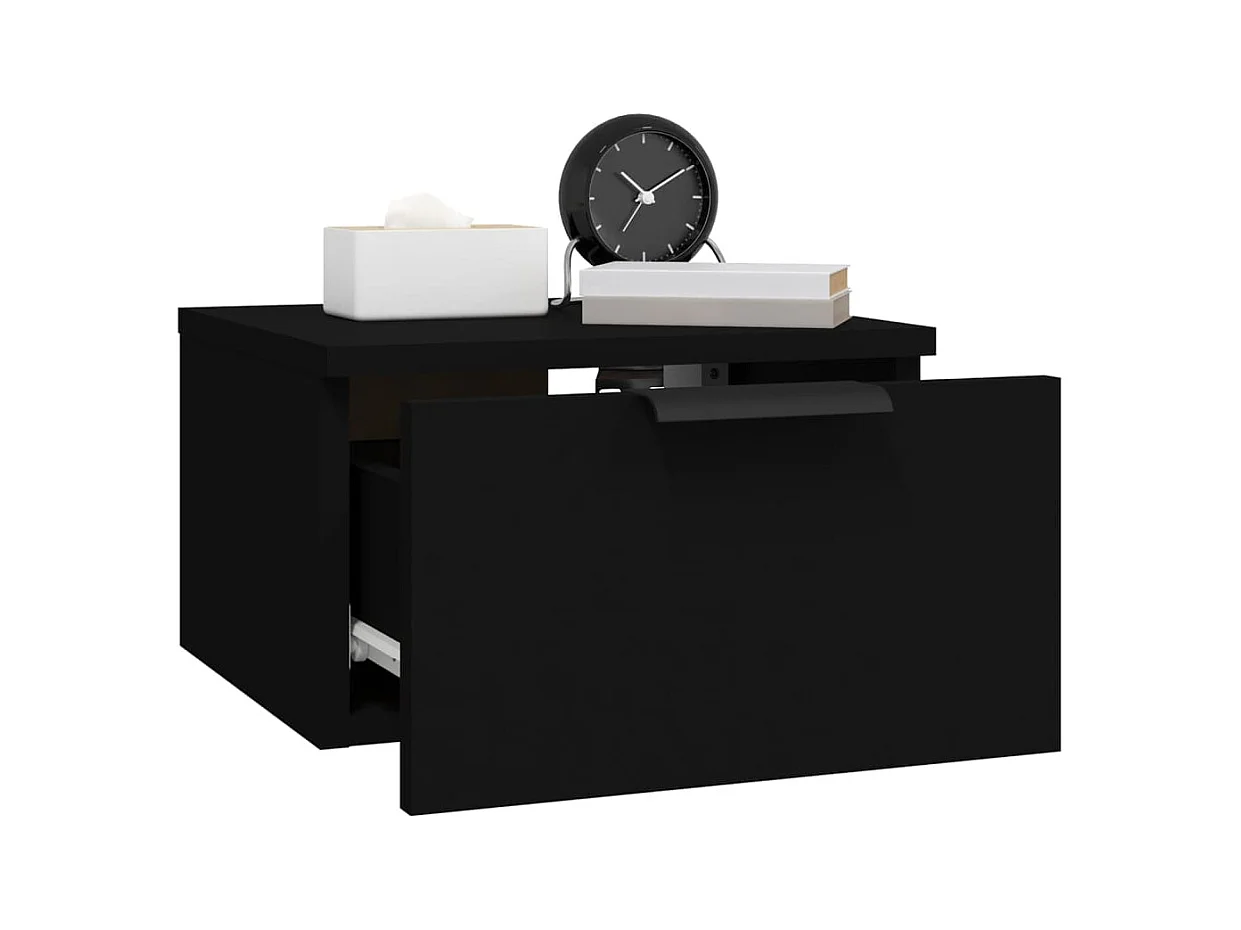 Steve James  Table de chevet murale noir 34x30x20 cm