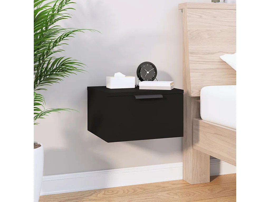 Steve James  Comodino a Muro Nero 34x30x20 cm