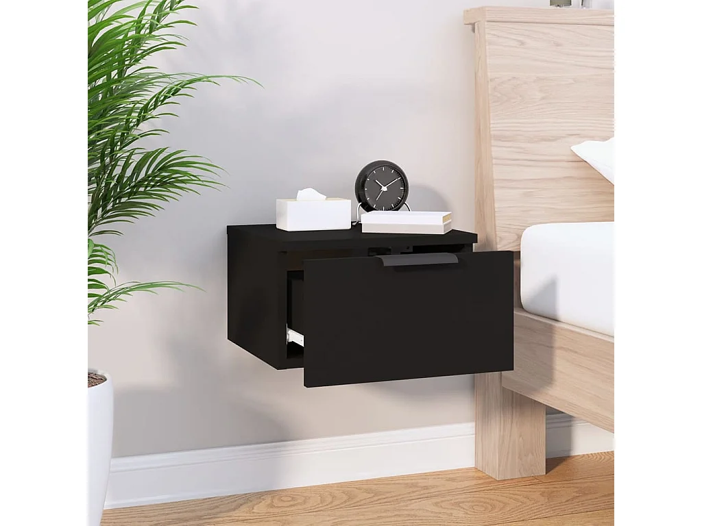 Steve James  Comodino a Muro Nero 34x30x20 cm