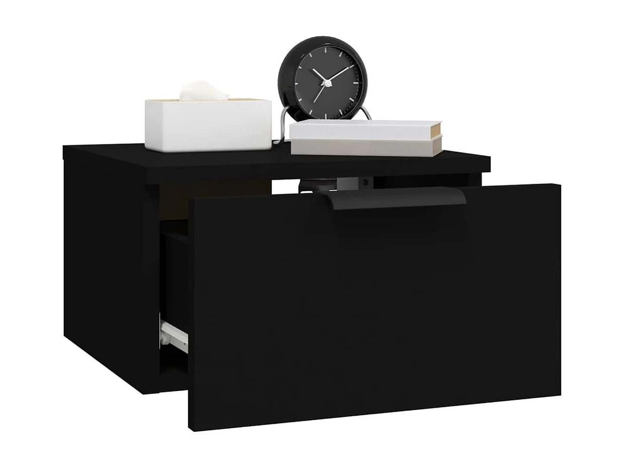 Steve James  Comodino a Muro Nero 34x30x20 cm