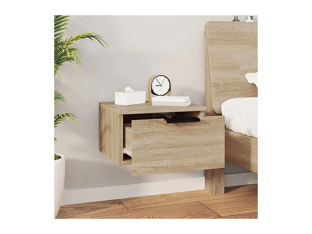 Steve James  Table de chevet murale Chêne sonoma 34x30x20 cm