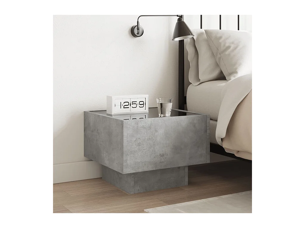 Myrla  Table de chevet avec LED infini gris béton 40x40x30 cm