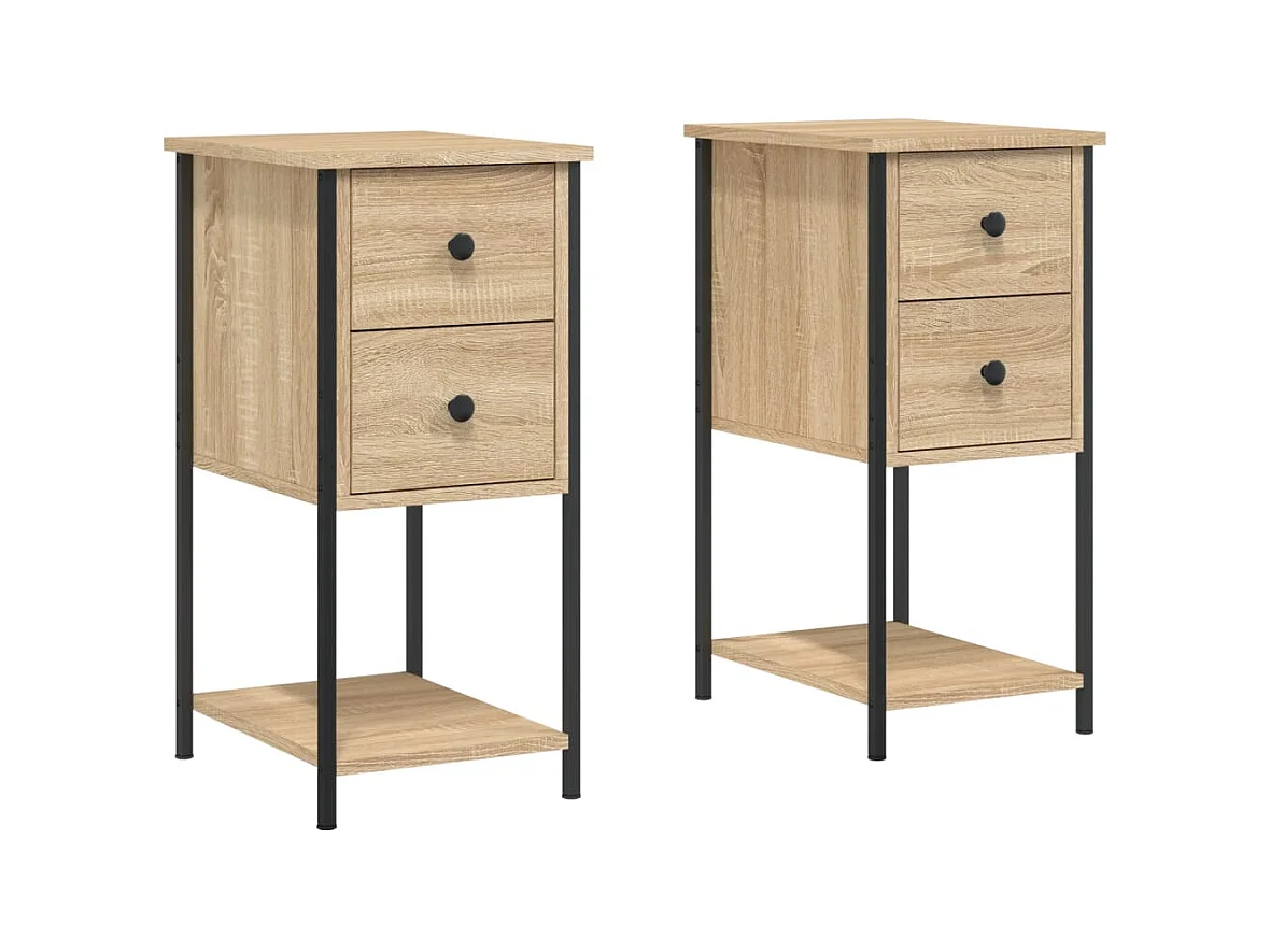 Portici  Tables de chevet 2pcs chêne sonoma 32x42x70cm bois d'ingénierie