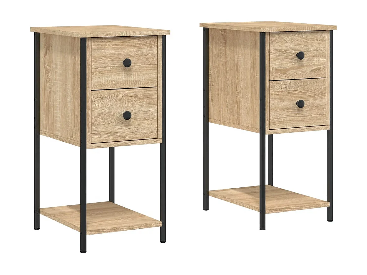 Portici  Mesitas noche 2 uds madera ingeniería roble Sonoma 32x42x70 cm