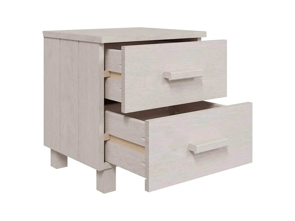Iduna  Tables de chevet HAMAR 2 pcs Blanc 40x35x44,5 cm Bois massif