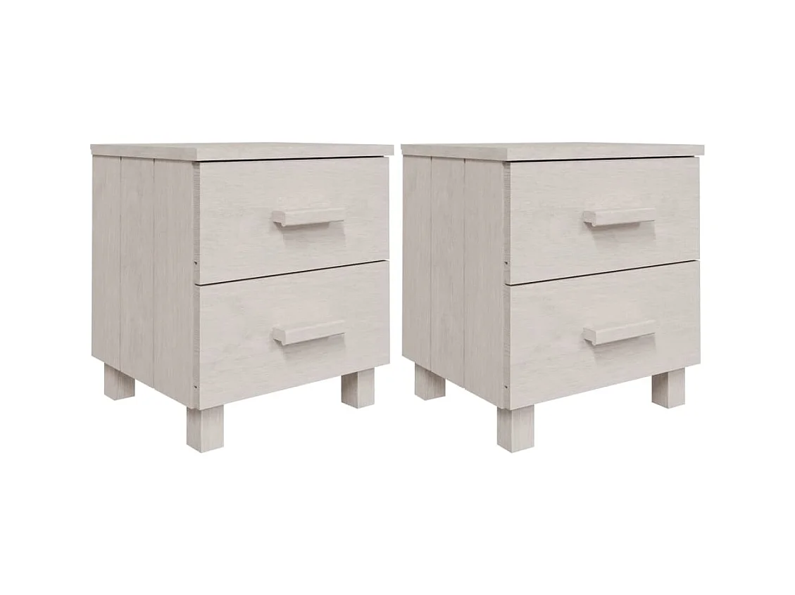 Iduna  Tables de chevet HAMAR 2 pcs Blanc 40x35x44,5 cm Bois massif
