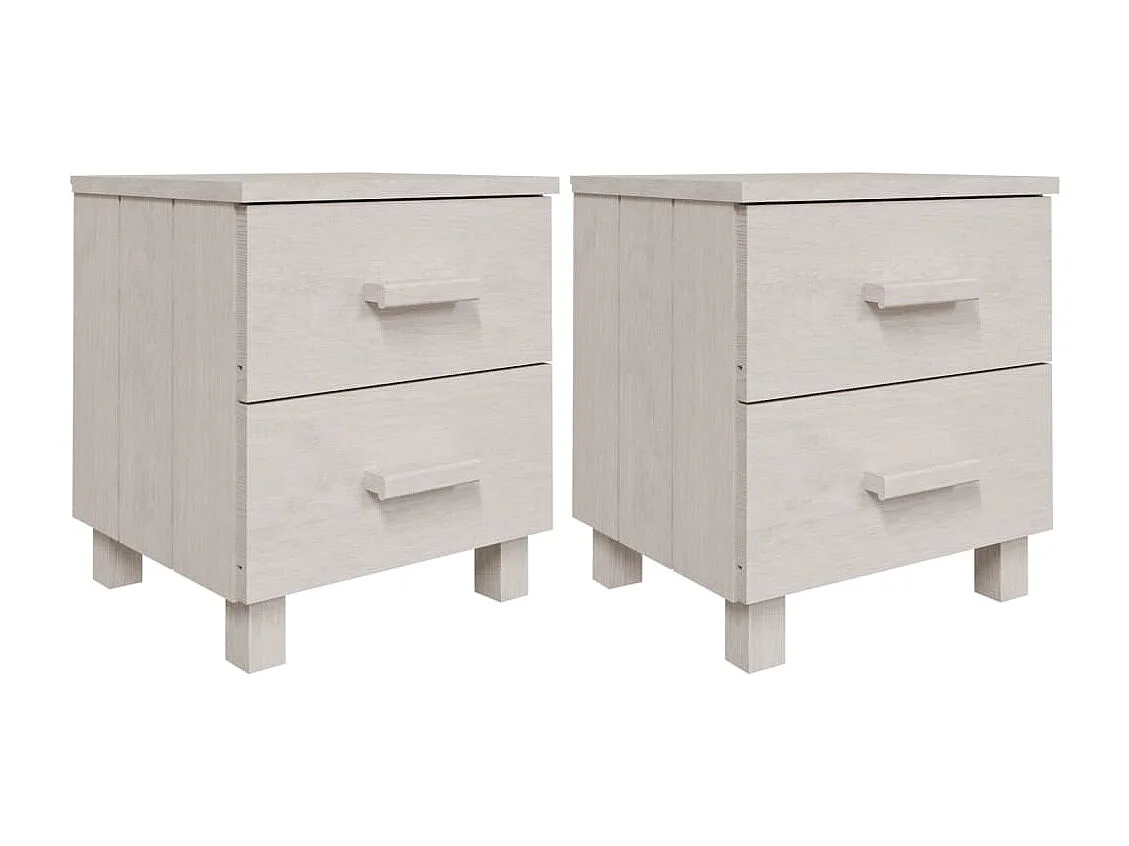 Iduna  Tables de chevet HAMAR 2 pcs Blanc 40x35x44,5 cm Bois massif