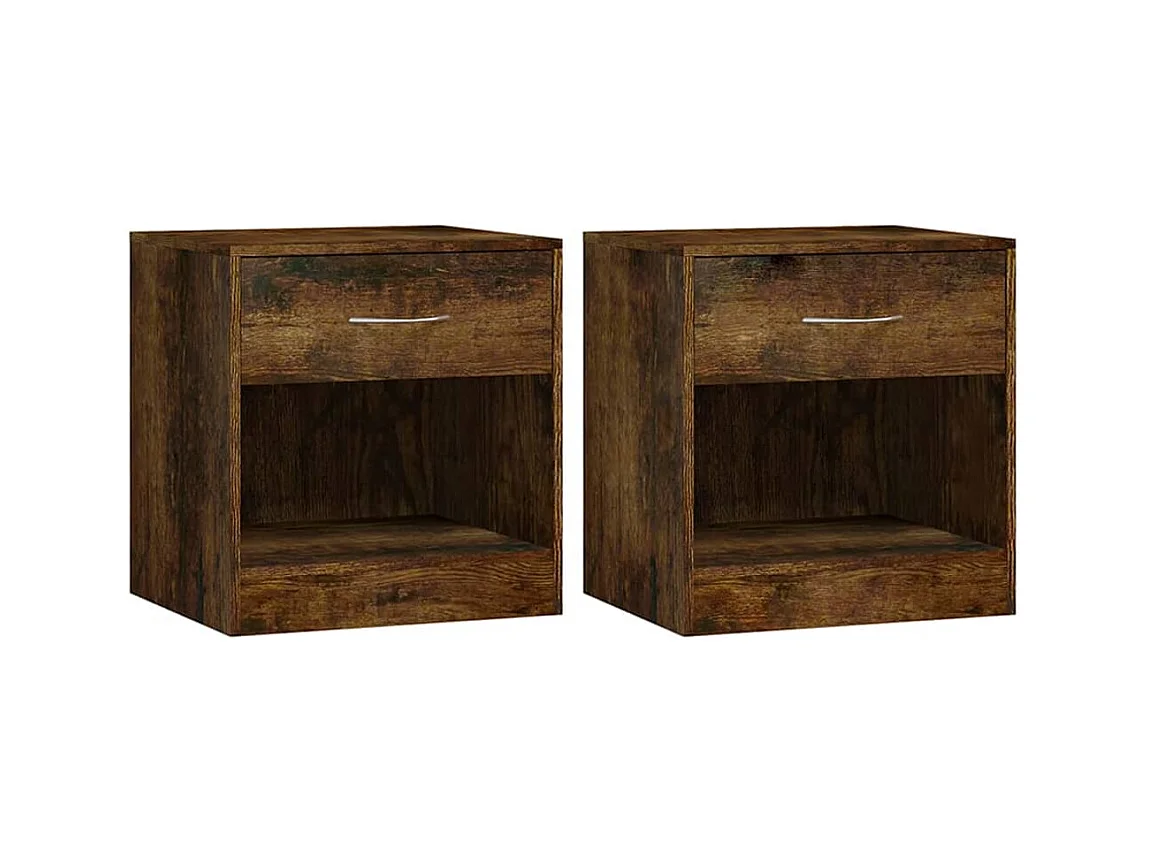 Gralina  Tables de chevet 2 pcs avec tiroir Chêne fumé