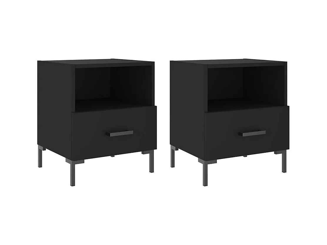 Paul-Henri  Tables de chevet 2 pcs noir 40x35x47,5 cm bois d’ingénierie