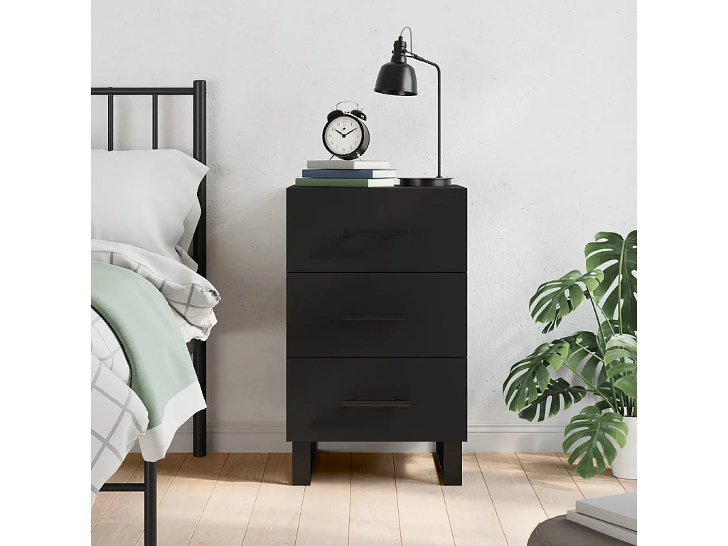 Eilven  Table de chevet noir 40x40x66 cm bois d'ingénierie