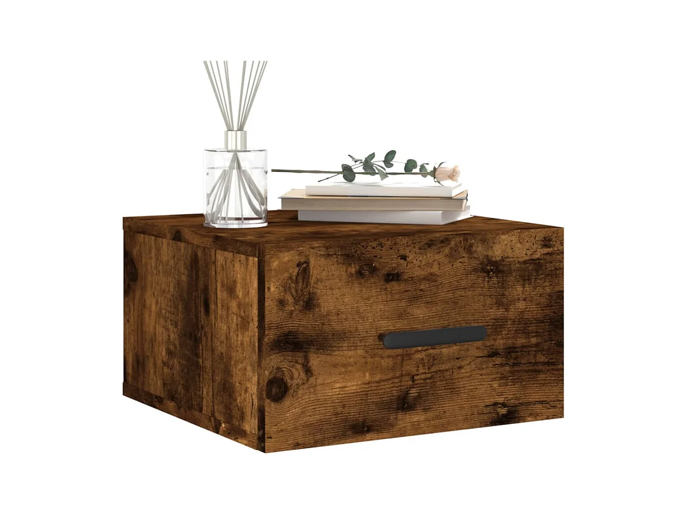 Cataula  Table de chevet murale chêne fumé 35x35x20 cm