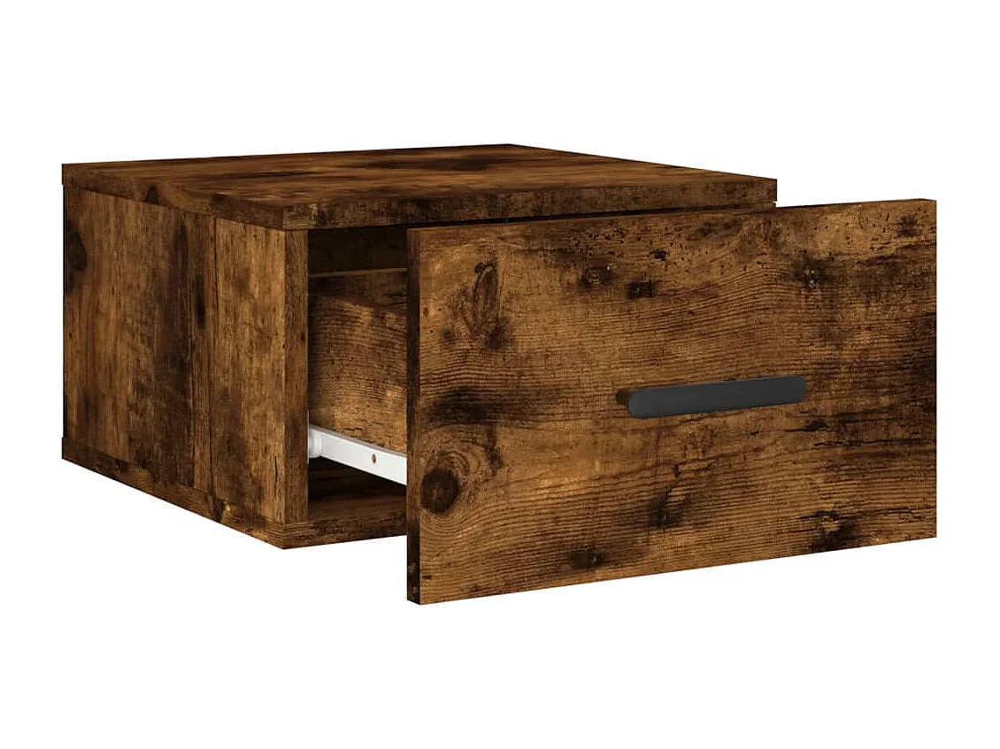 Cataula  Table de chevet murale chêne fumé 35x35x20 cm