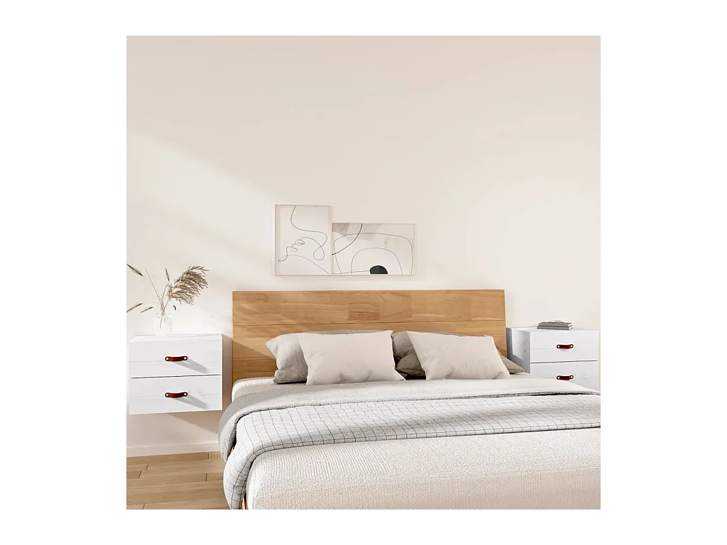 Elmont  Tables de chevet murales 2 pcs Blanc 50x36x40 cm