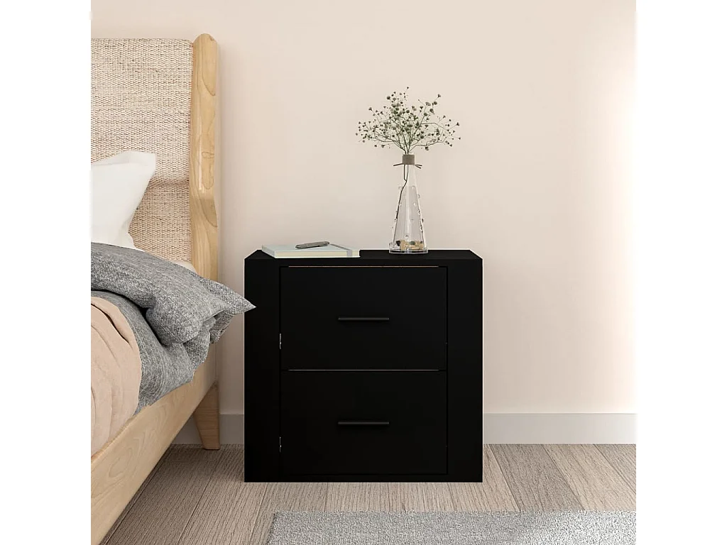 Goshen  Table de chevet murale Noir 50x36x47 cm