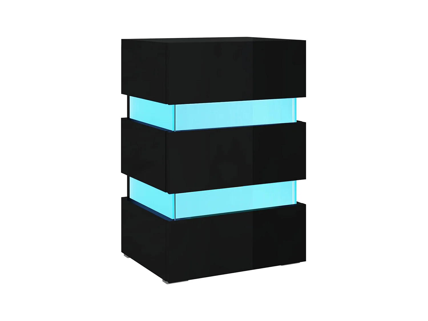 Mohn  Table de chevet à LED noir brillant 45x35x67 cm bois ingénierie