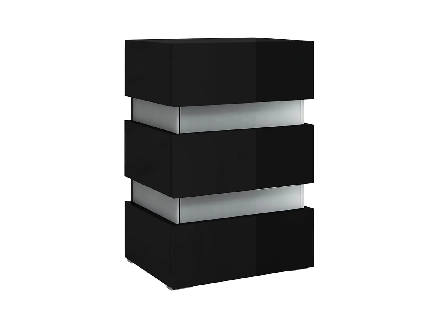 Mohn  Table de chevet à LED noir brillant 45x35x67 cm bois ingénierie