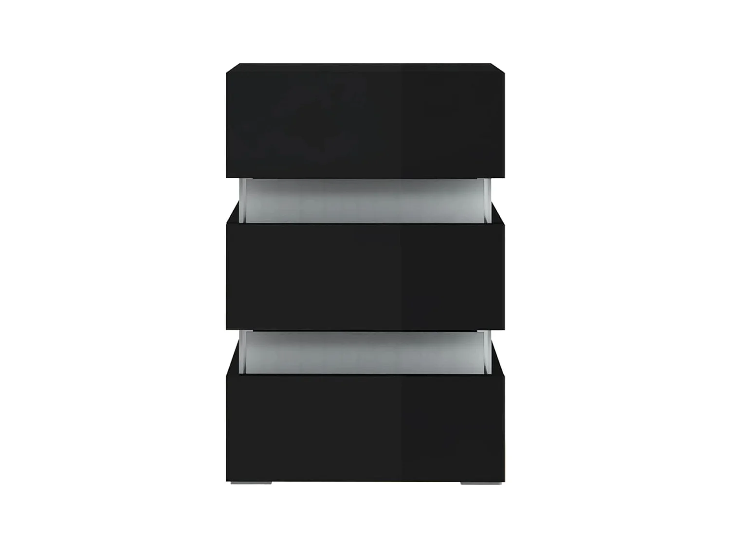 Mohn  Table de chevet à LED noir brillant 45x35x67 cm bois ingénierie