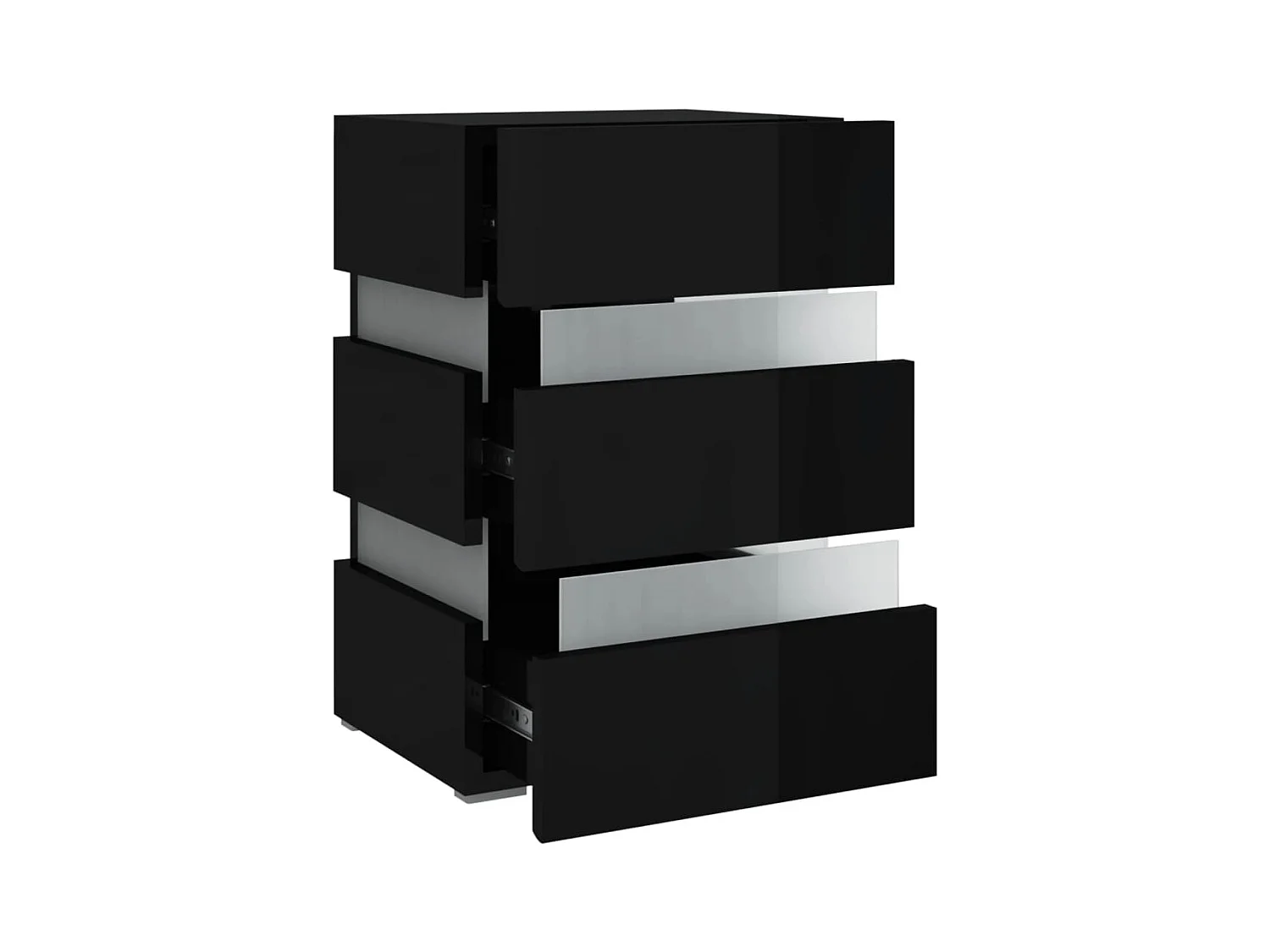 Mohn  Table de chevet à LED noir brillant 45x35x67 cm bois ingénierie