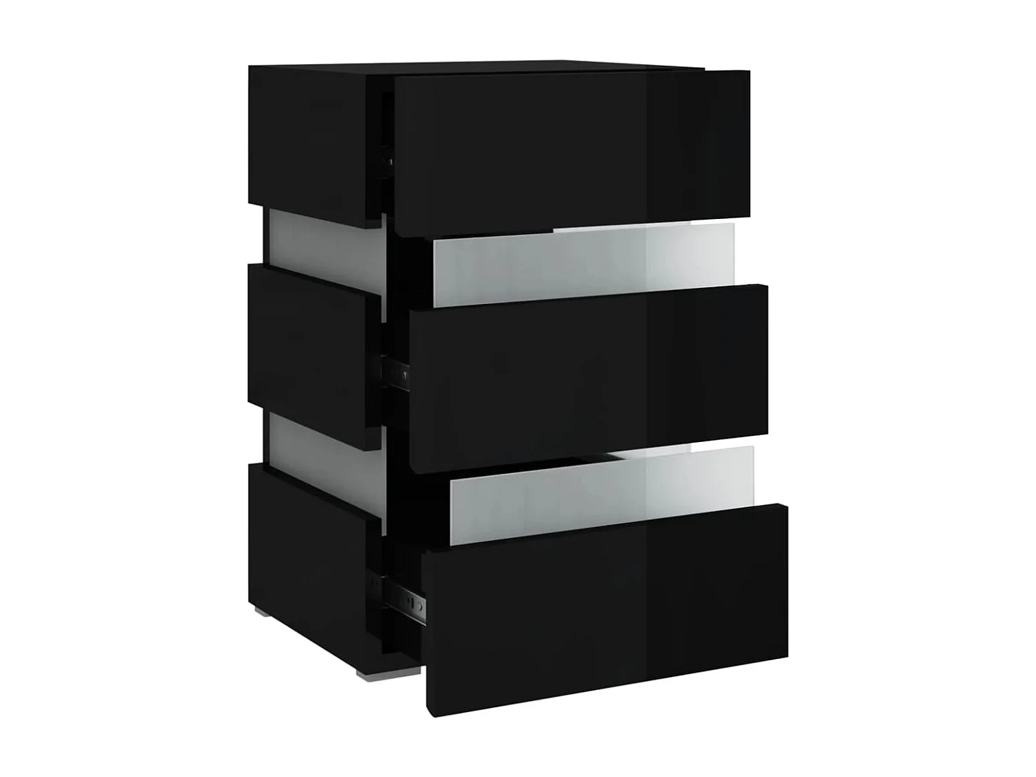 Mohn  Table de chevet à LED noir brillant 45x35x67 cm bois ingénierie