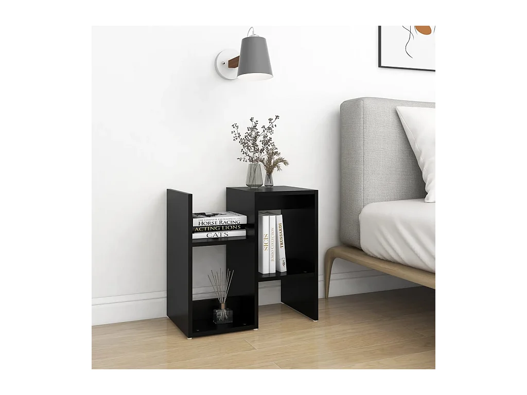 Kerwin  Table de chevet noir 50x30x51,5 cm bois d'ingénierie