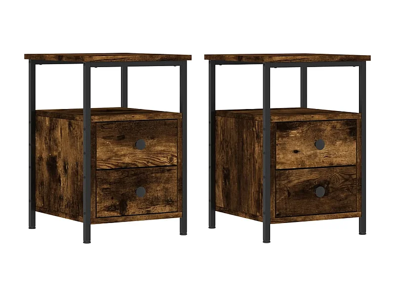 Winter Springs  Nachtkastjes 2 st 34x35,5x50 cm bewerkt hout gerookt eikenkleur