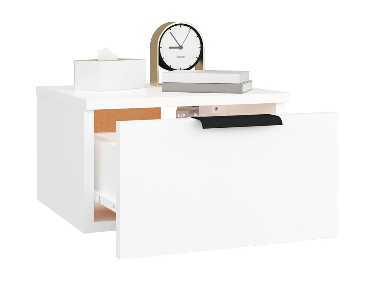 Steve James  Table de chevet murale blanc 34x30x20 cm