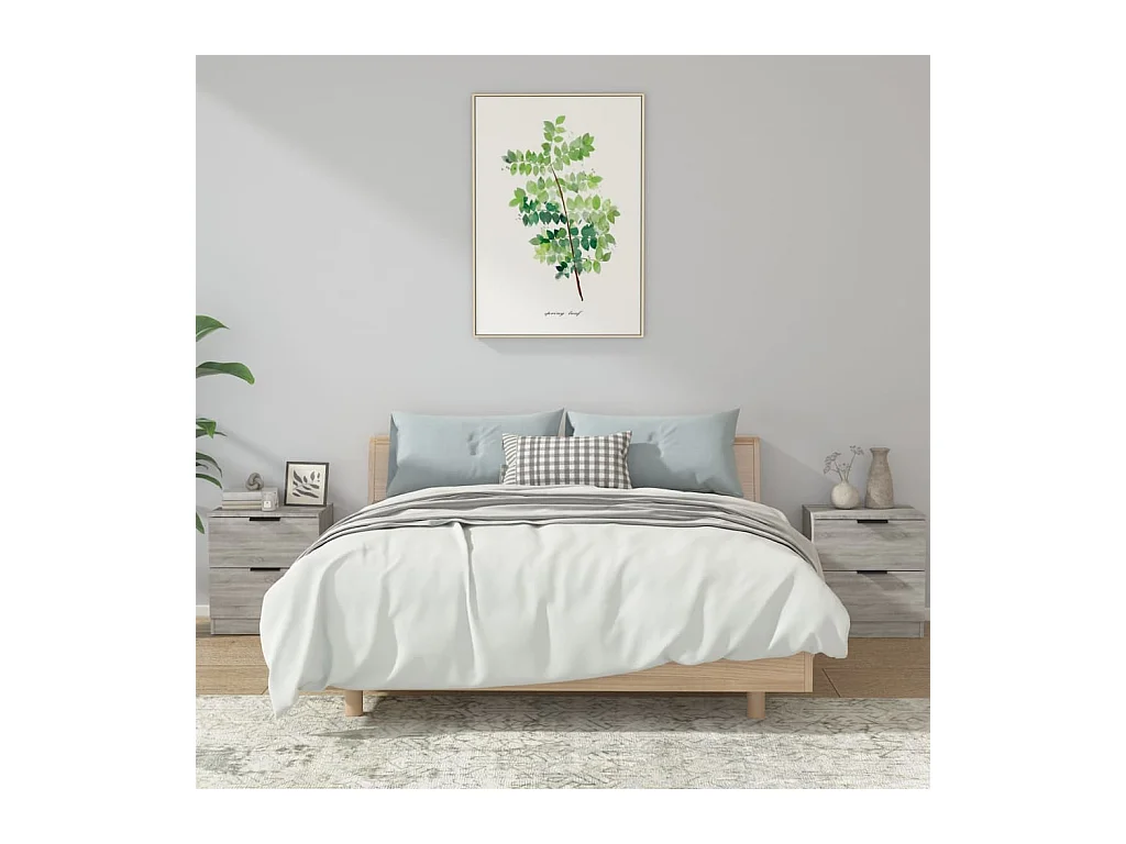 Invel  Tables de chevet 2 pcs Sonoma gris Bois d'ingénierie