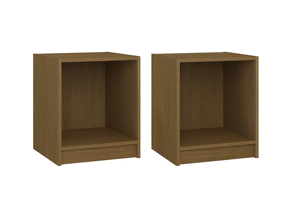 Liam Kyle  Tables de chevet 2 pcs Marron miel 35,5x33,5x41,5 cm Pin massif