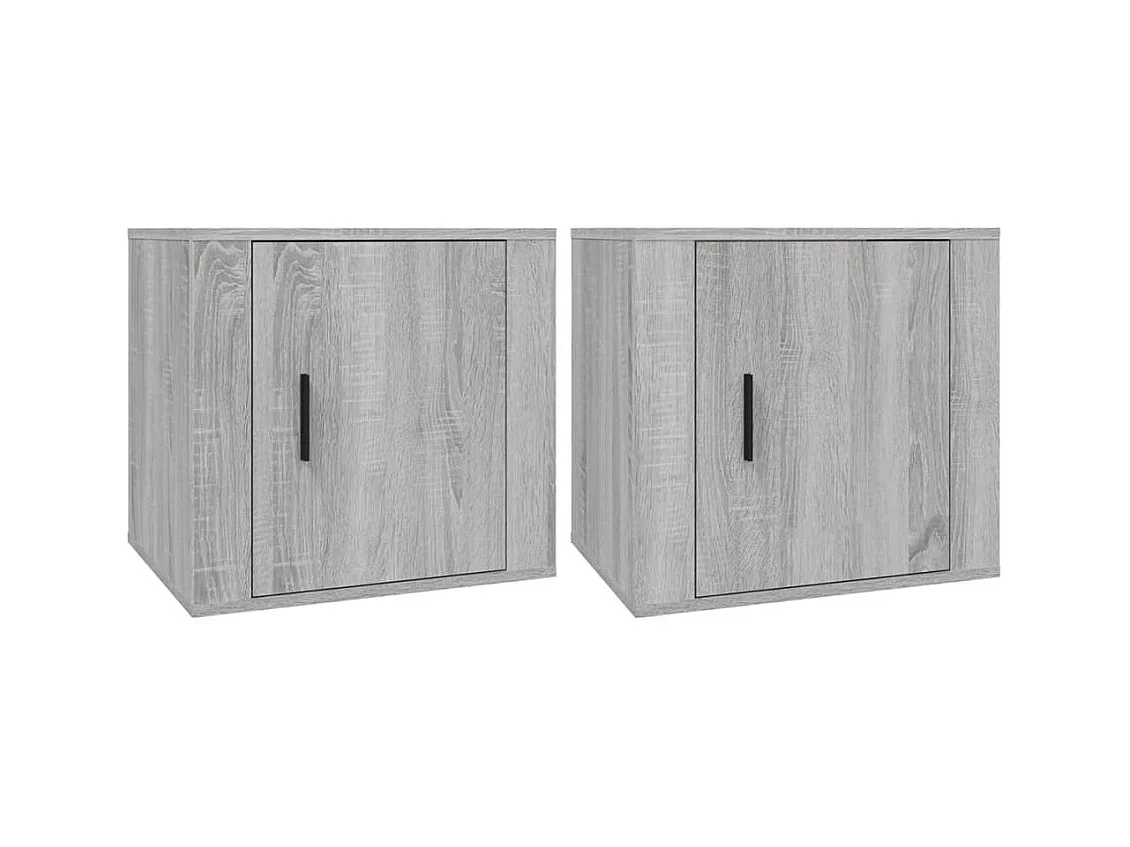 Quinty  Comodino 2 pz Grigio Sonoma 50x39x47 cm