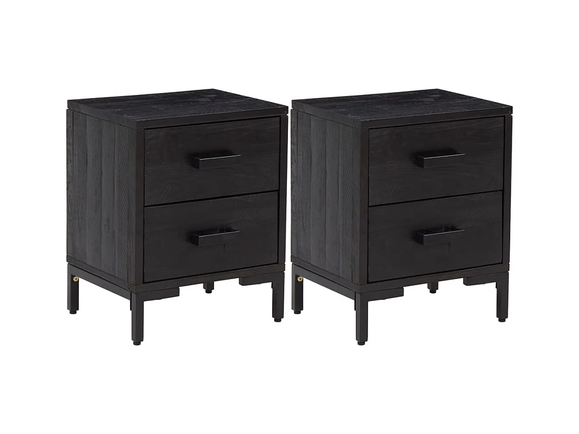 Arthir  Tables de chevet 2 pcs Noir 36x30x45 cm Bois de pin massif