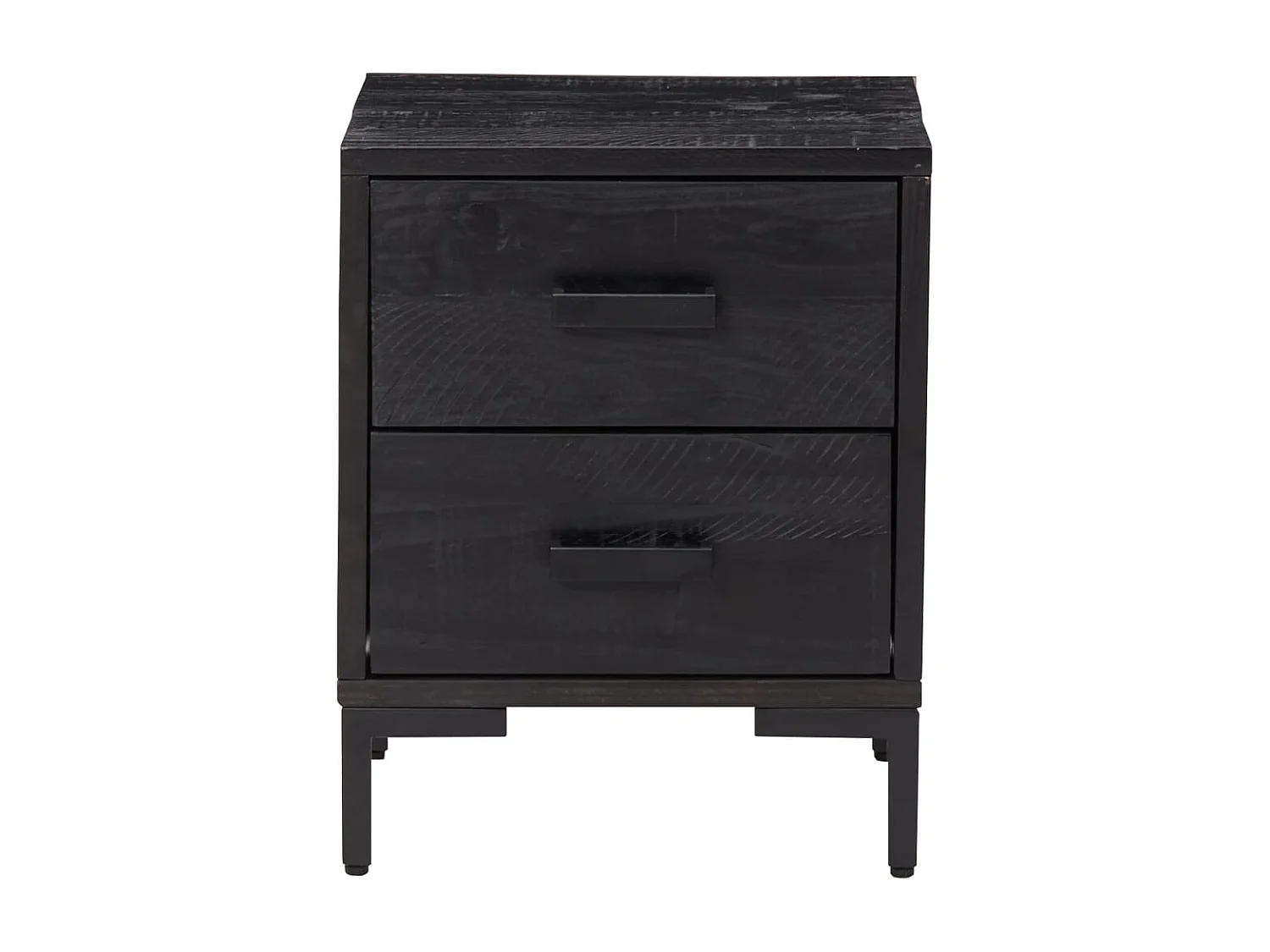 Arthir  Nachttische 2 Stk. Schwarz 36x30x45 cm Massivholz Kiefer