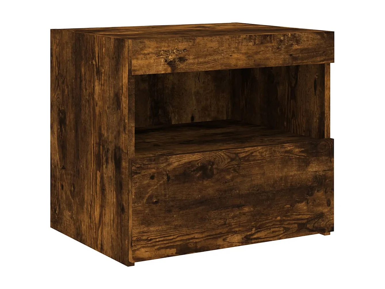 Bishop  Table de chevet avec lumières LED chêne fumé 50x40x45 cm