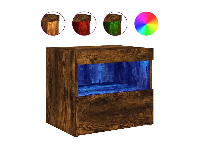Bishop  Table de chevet avec lumières LED chêne fumé 50x40x45 cm