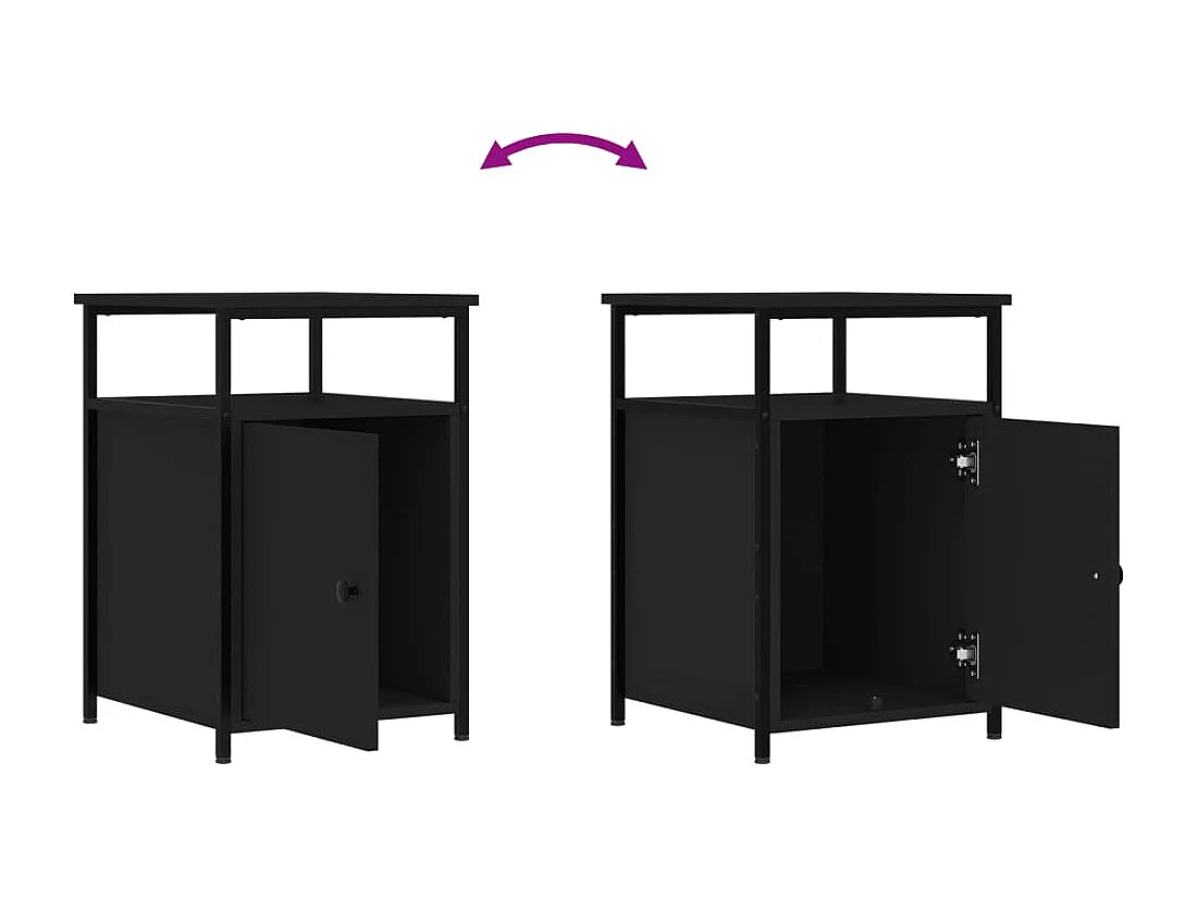 Alfred Ray  Tables de chevet 2 pcs noir 40x42x60 cm bois d'ingénierie