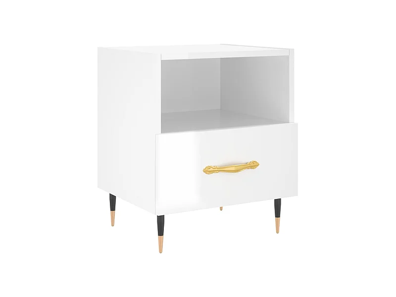 Porsgrunn  Table de chevet blanc brillant 40x35x47,5 cm bois d’ingénierie