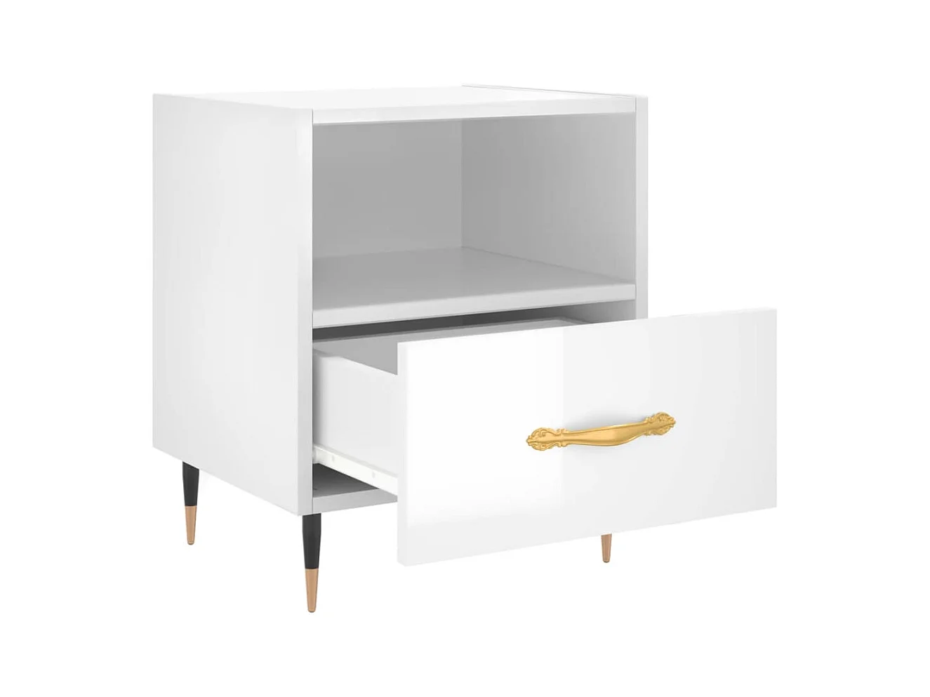 Porsgrunn  Table de chevet blanc brillant 40x35x47,5 cm bois d’ingénierie