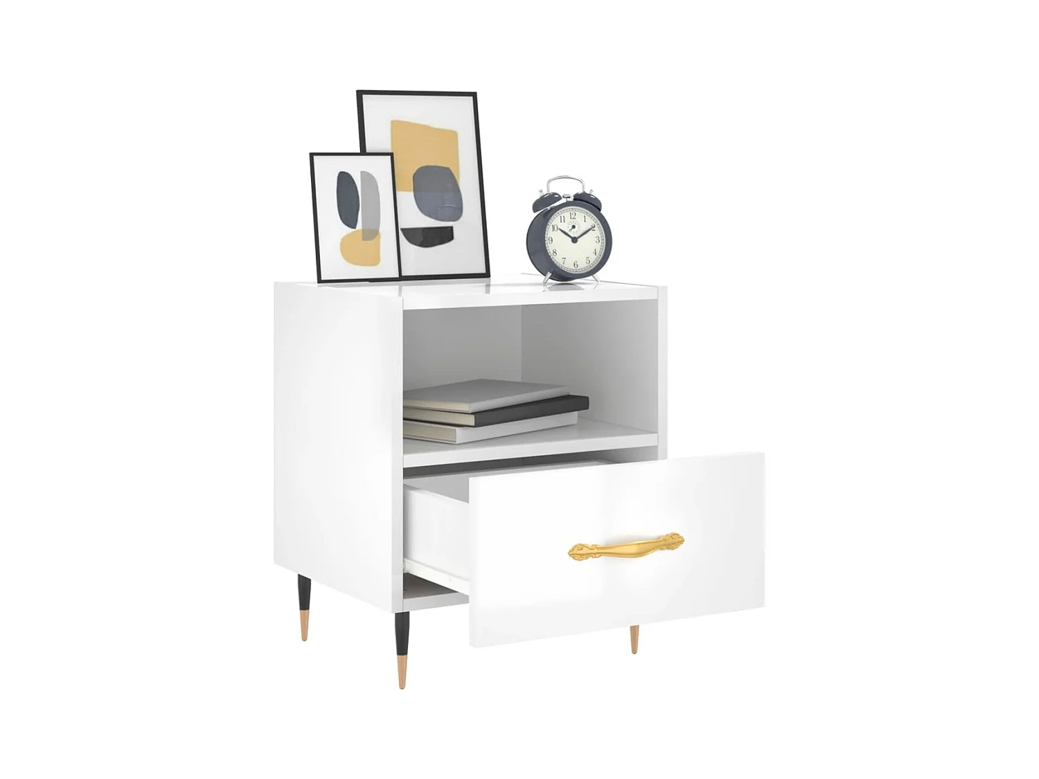 Porsgrunn  Table de chevet blanc brillant 40x35x47,5 cm bois d’ingénierie