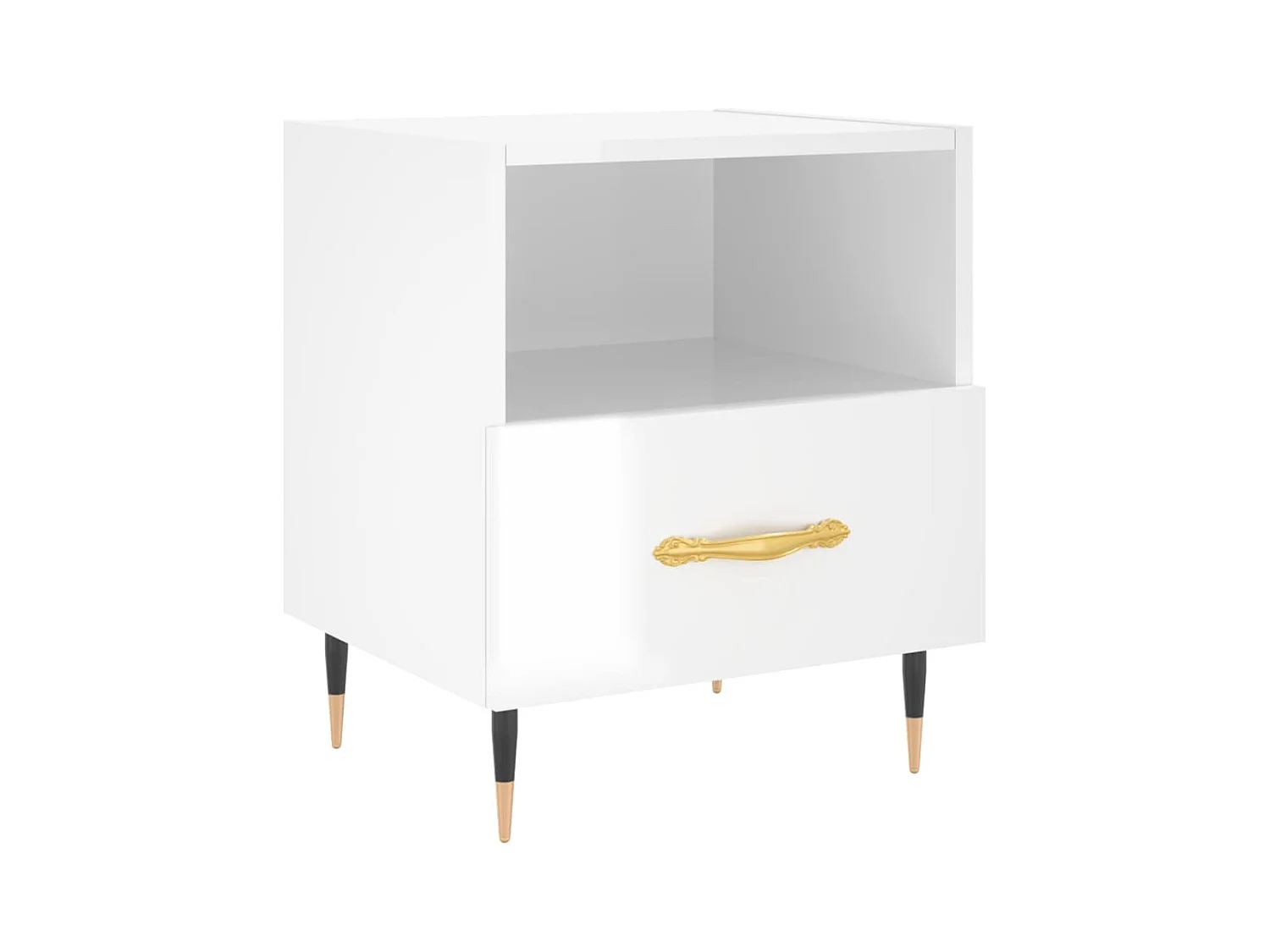 Porsgrunn  Table de chevet blanc brillant 40x35x47,5 cm bois d’ingénierie
