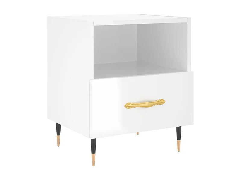 Porsgrunn  Table de chevet blanc brillant 40x35x47,5 cm bois d’ingénierie