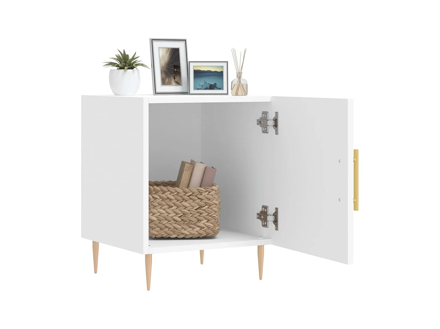 Omar  Tables de chevet 2 pcs blanc 40x40x50 cm bois d’ingénierie