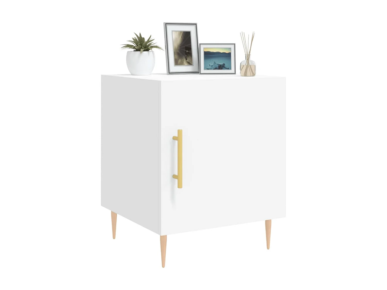 Omar  Tables de chevet 2 pcs blanc 40x40x50 cm bois d’ingénierie