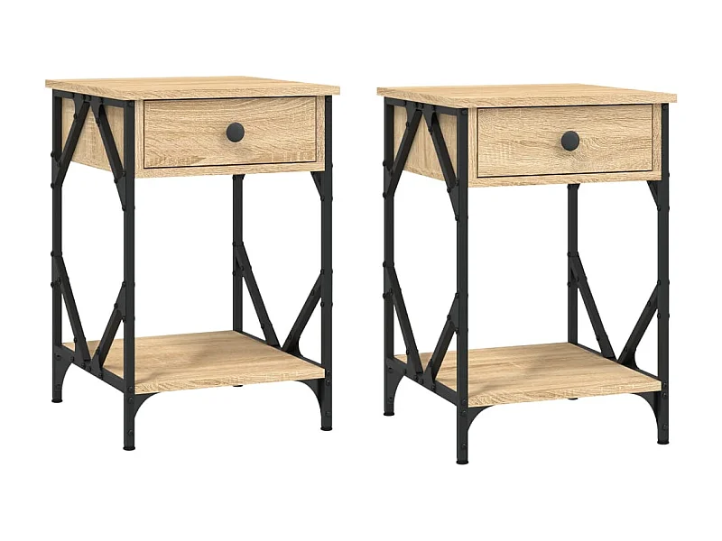 Elaya  Nachttische 2 Stk. Sonoma-Eiche 40x42x60 cm Holzwerkstoff