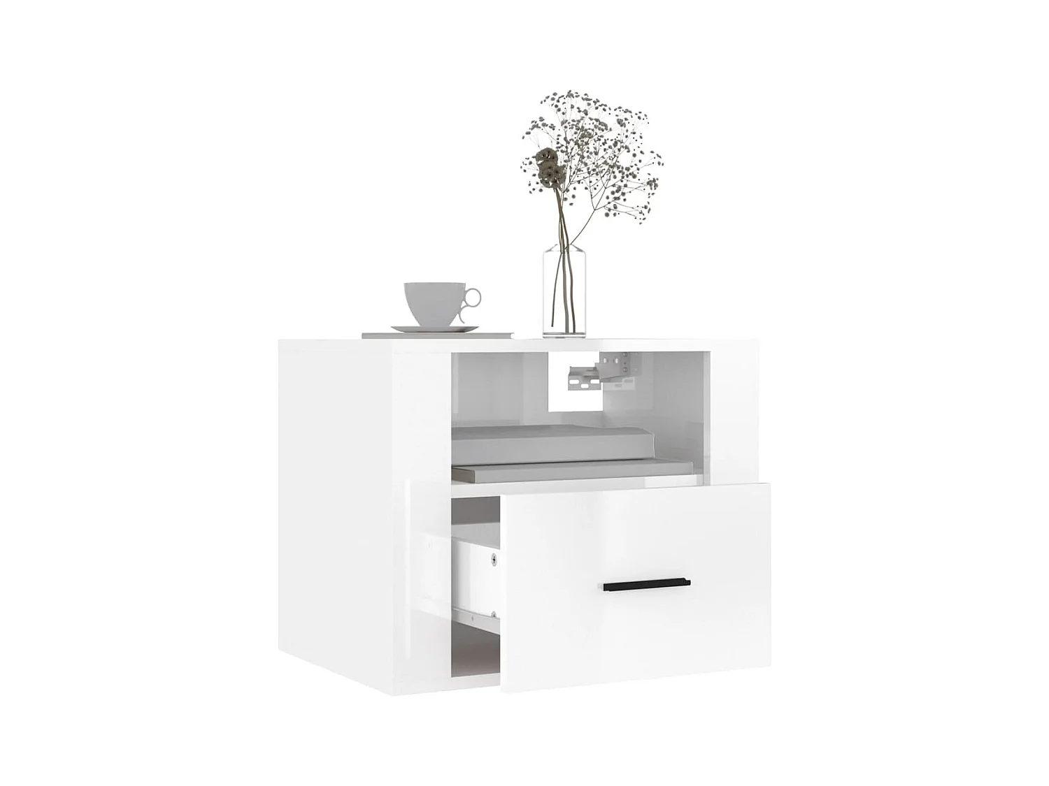 Pyren  Tables de chevet murales 2 pcs Blanc brillant 50x36x40 cm