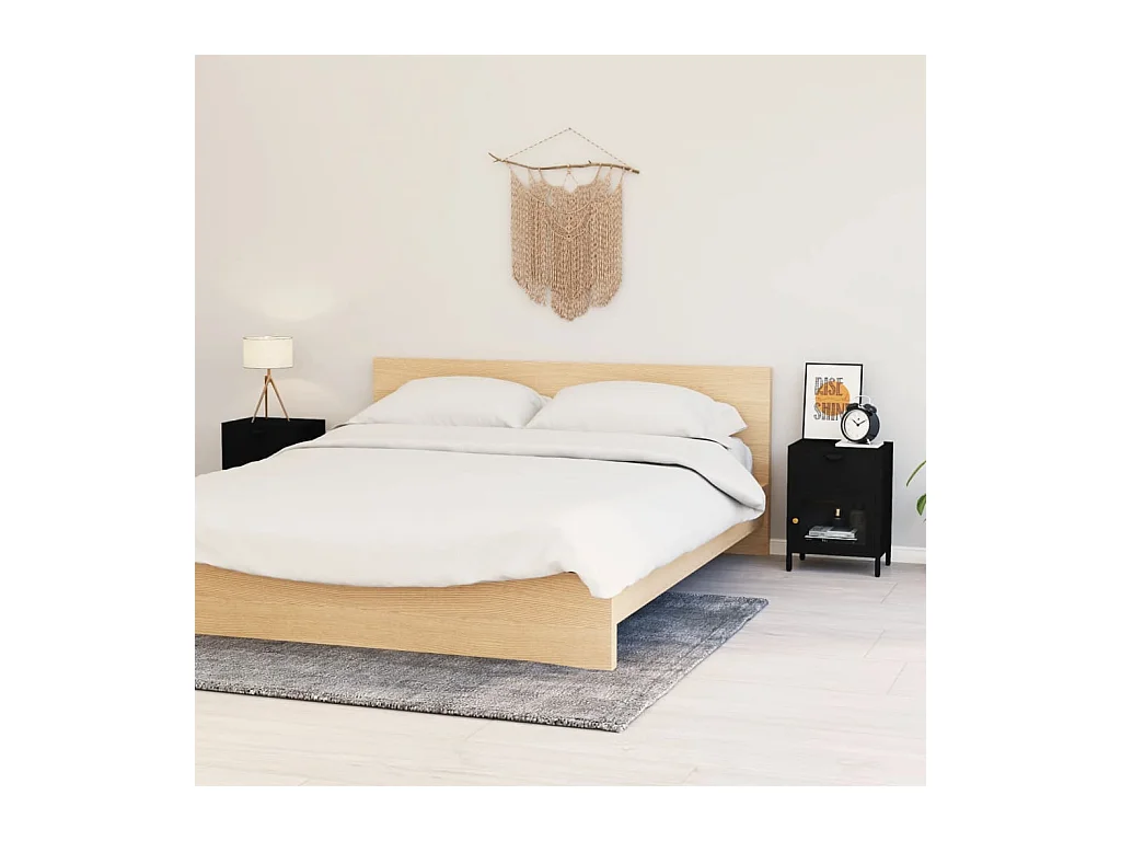 Coola  Tables de chevet 2 pcs Noir 40x30x54,5 cm Acier et verre