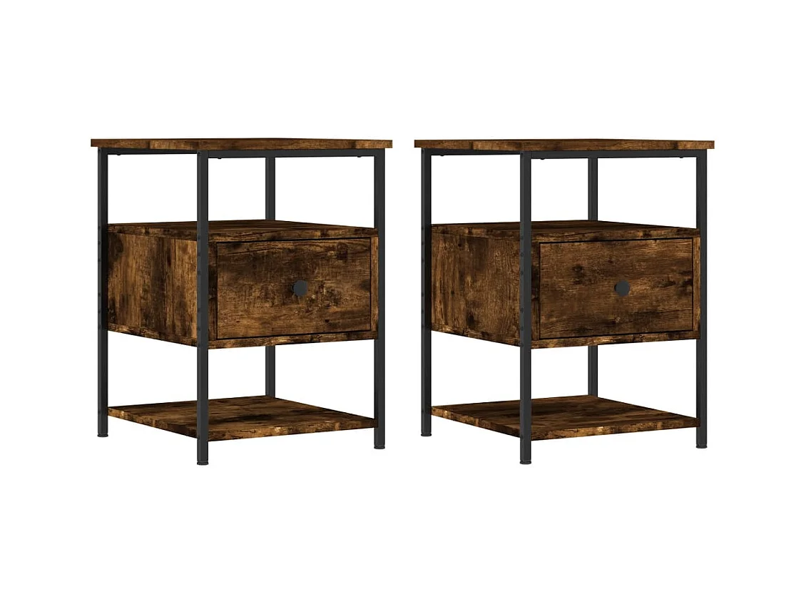 Lysli  Tables de chevet 2 pcs chêne fumé 40x42x56 cm bois d'ingénierie