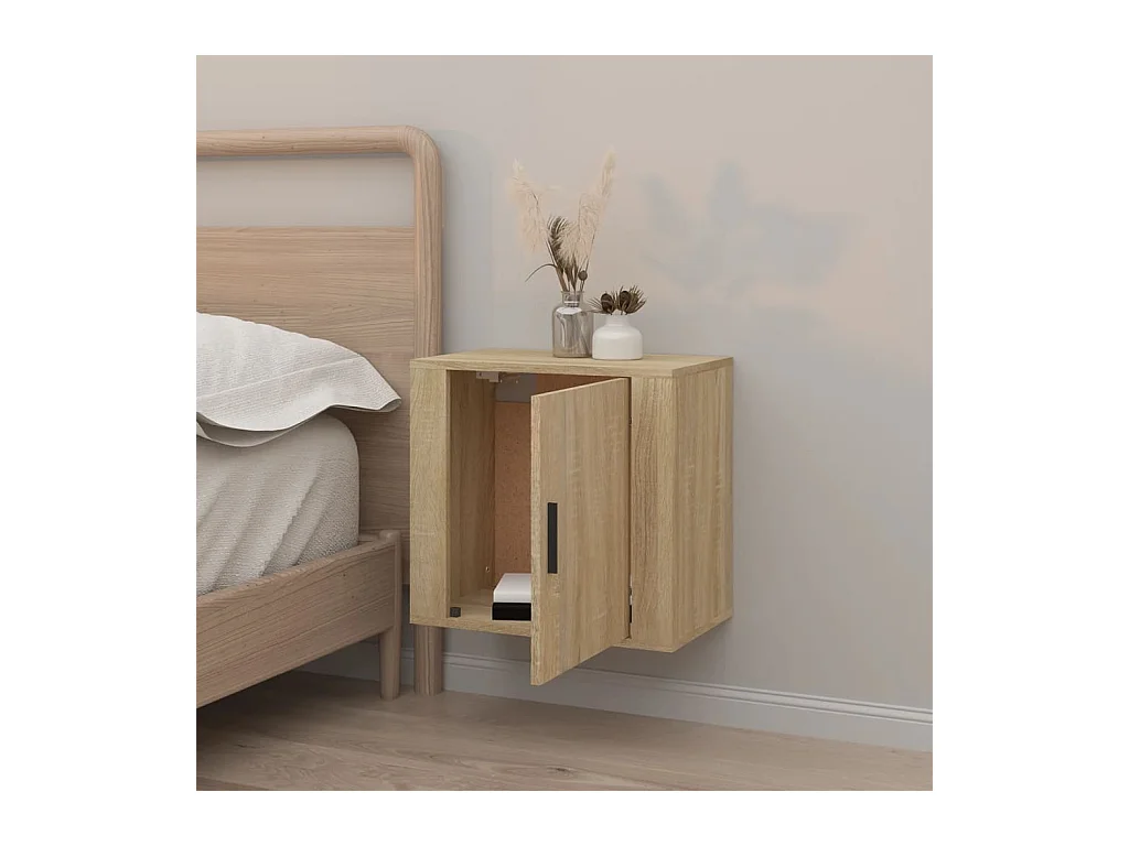 Almond  Comodino a Muro Rovere Sonoma 50x30x47 cm