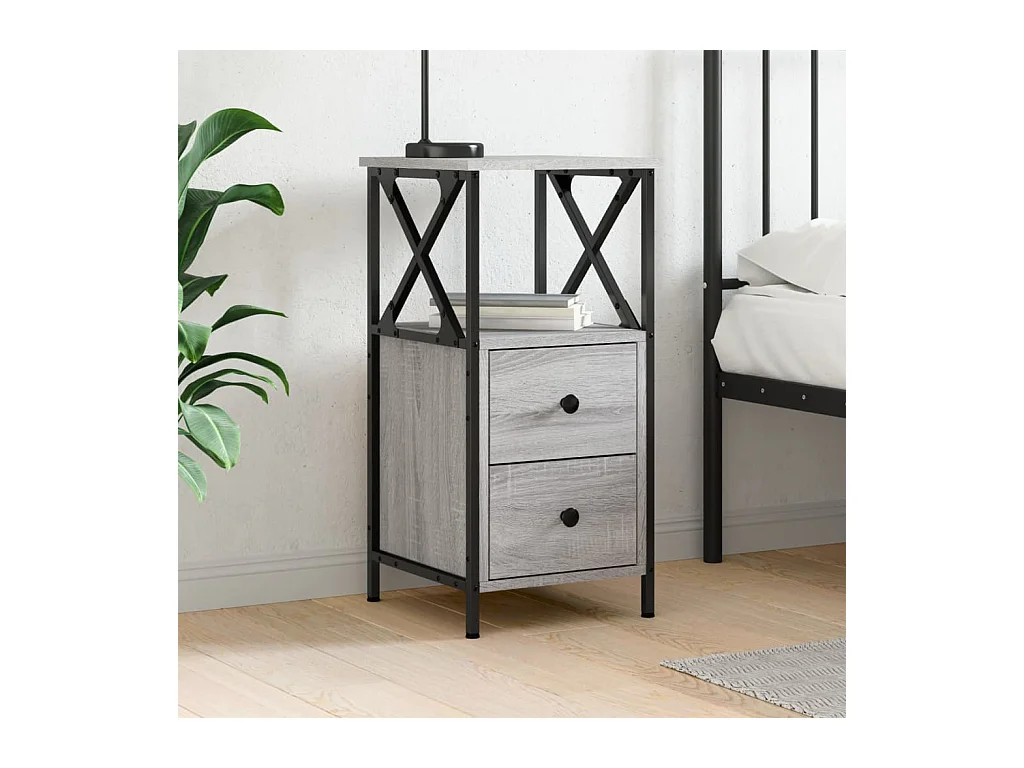 Quinn Hope  Table de chevet sonoma gris 34x35,5x70 cm bois d'ingénierie